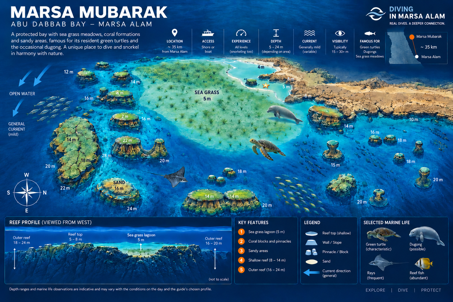 Marsa Mubarak dive map